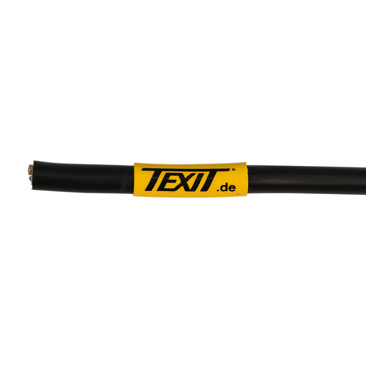 HTX-LW0 Heat shrinkable tubing marker, assembled, on tubing