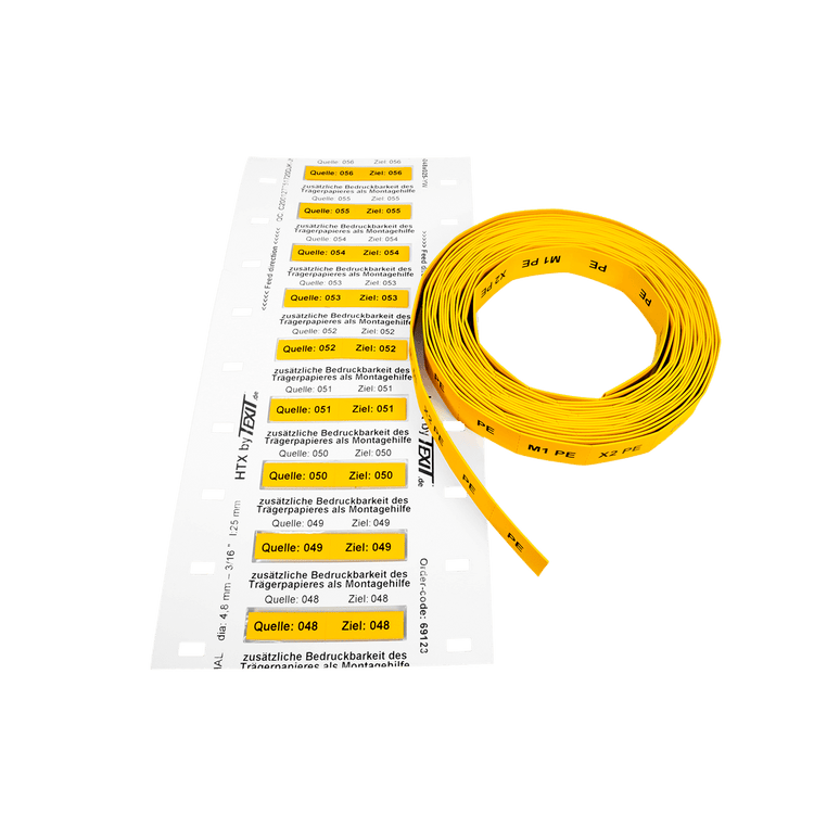 HTX-S3 Heat shrink marker, assembled, on roll and tape