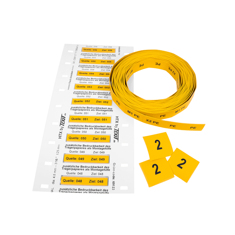 HTX-RS0 Heat shrink marker, assembled, on roll and tape