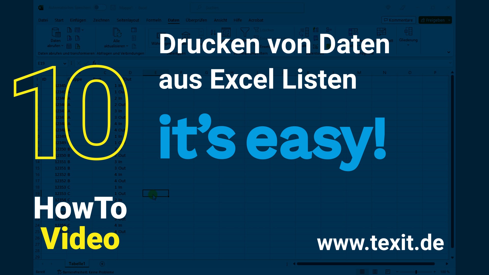 Video laden: Texit How To - Drucken von Daten aus Excel Listen