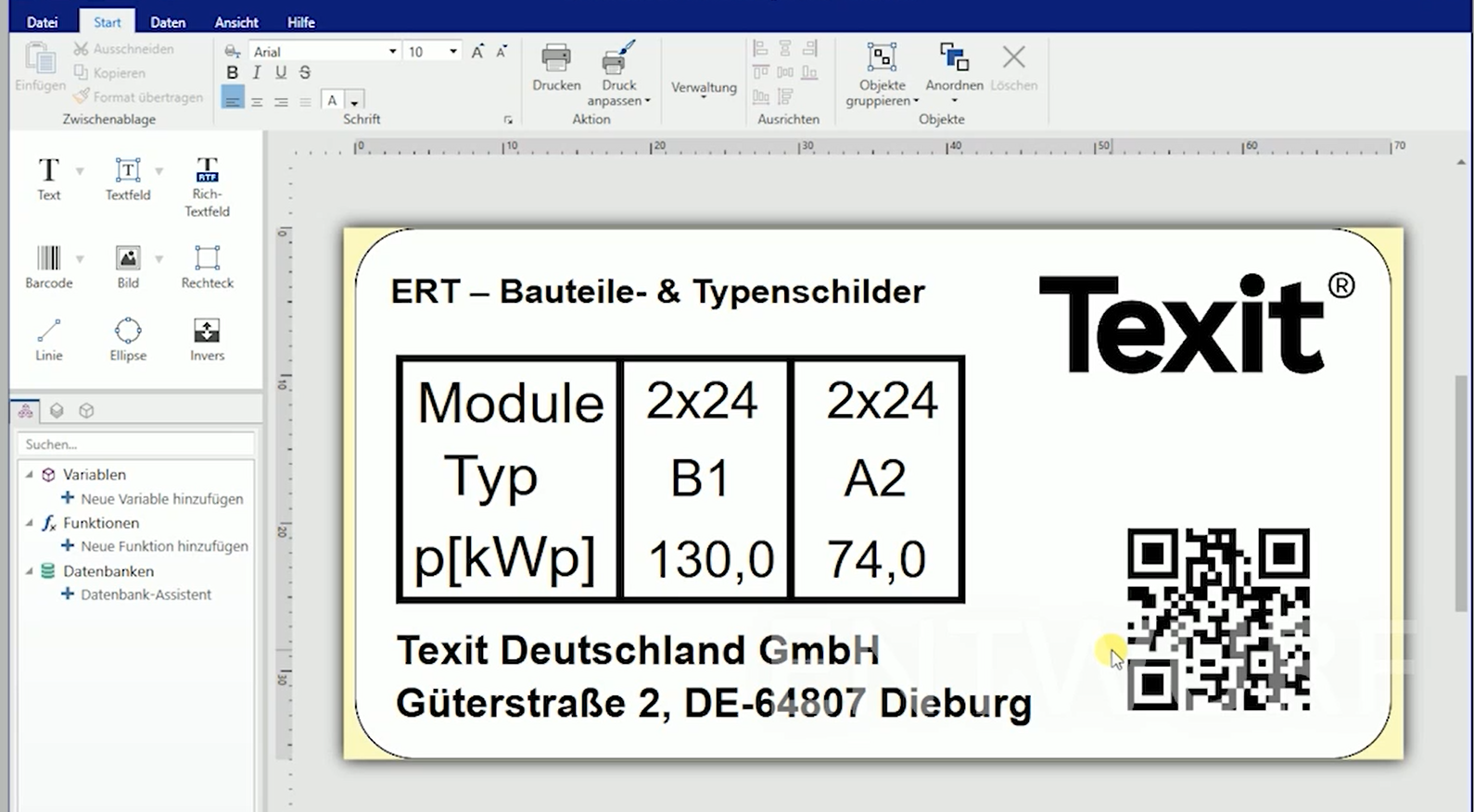 Video laden: Typenschild drucken